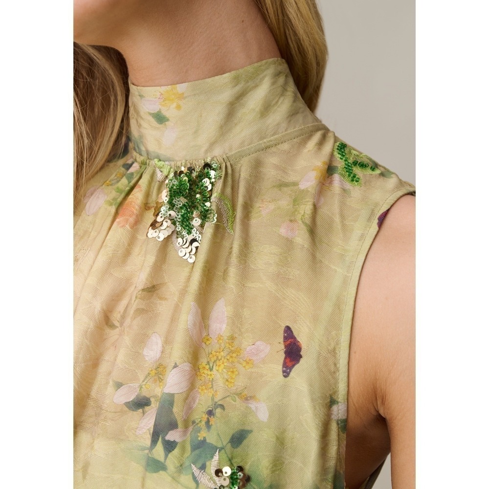 NWT o.p.t Naia Halter Floral Maxi Dress in Mariposa Green - Size Large - Picture 5 of 13